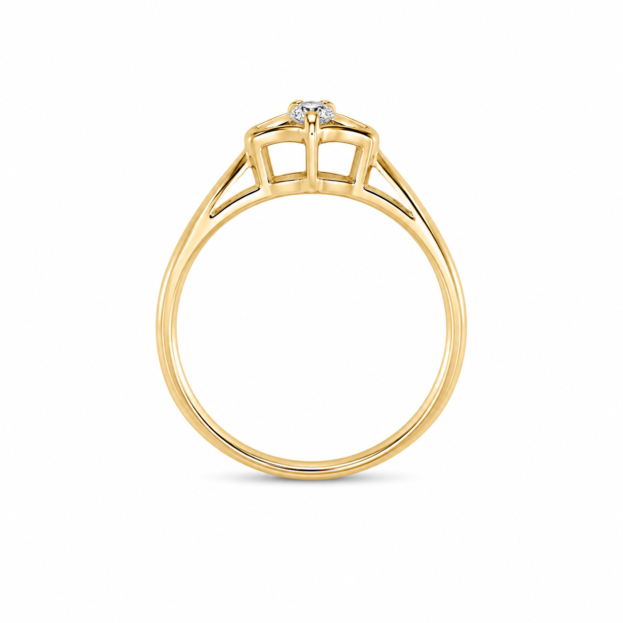 10KT Yellow Gold 0.05 CTW Heart Style Diamond Ring [K5H]