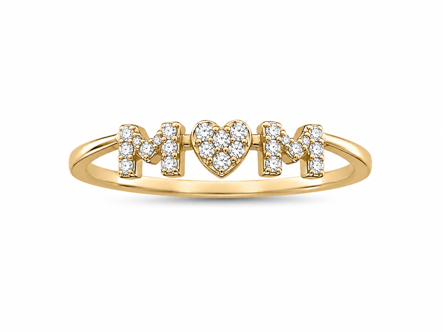 10KT Yellow Gold 0.01 CTW MOM Diamond Ring [K3H60]