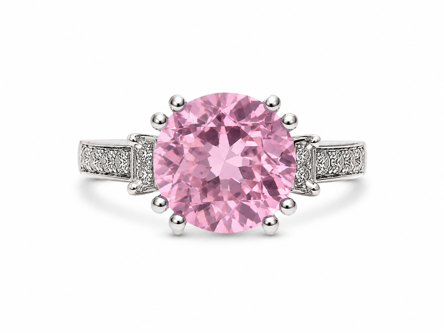 14KT White Gold 0.75 CTW 3.5 STW Pink Tourmaline Diamond Ring [K3T]