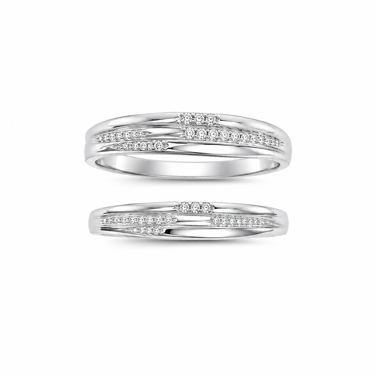 10KT White Gold 0.15 CTW His And Her Set Diamond Band [K11H]