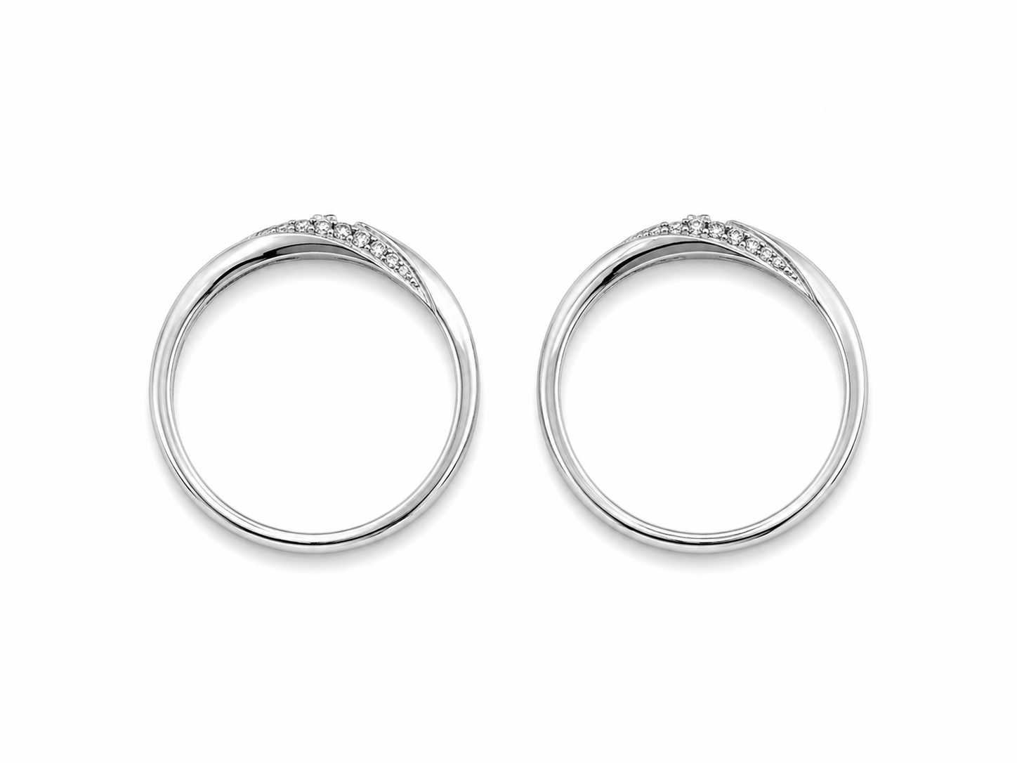 10KT White Gold 0.15 CTW  His And Her Set Diamond Band [K11H]