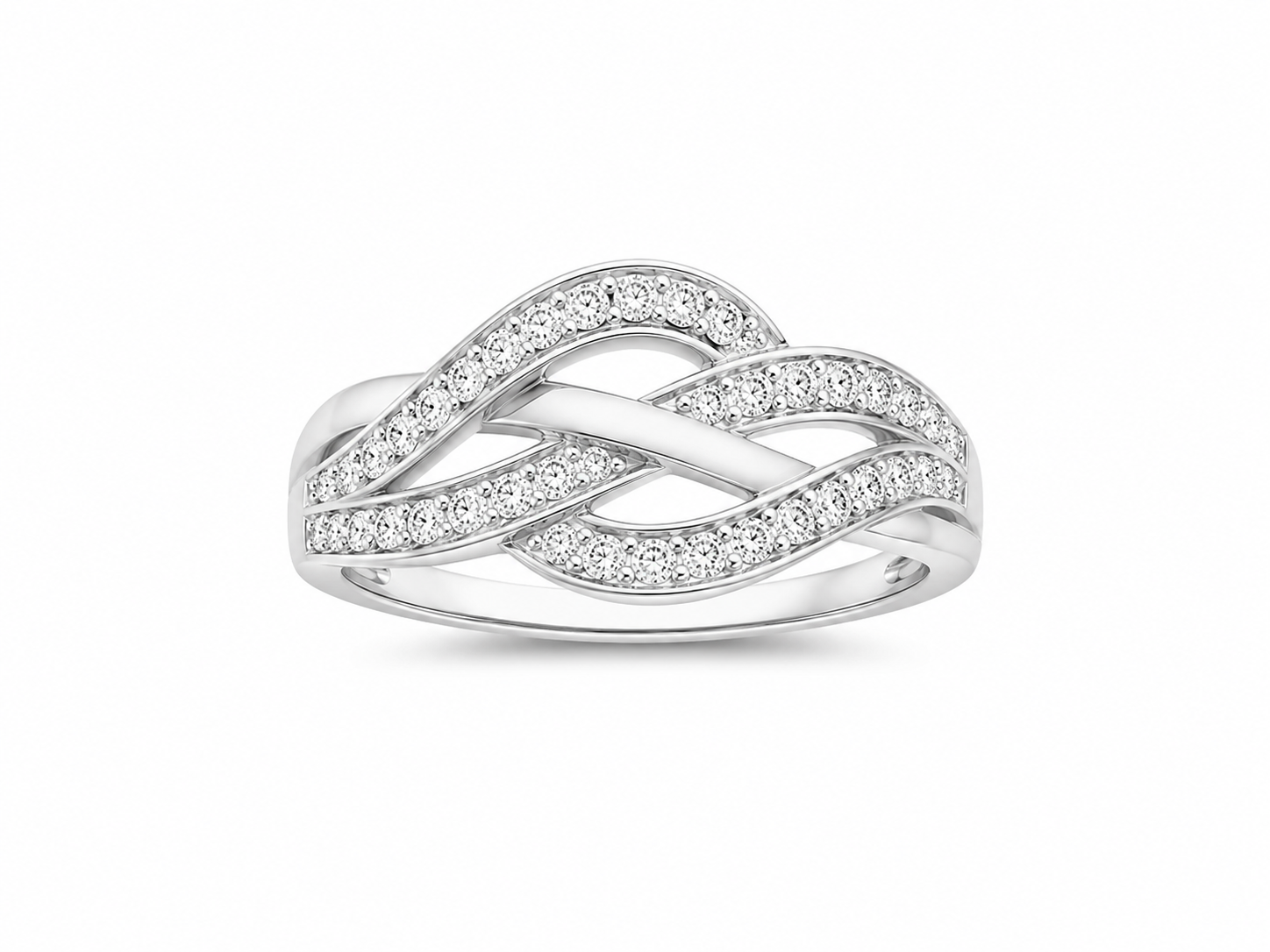 10KT White Gold 0.08 CTW Diamond Ring [K3H50]