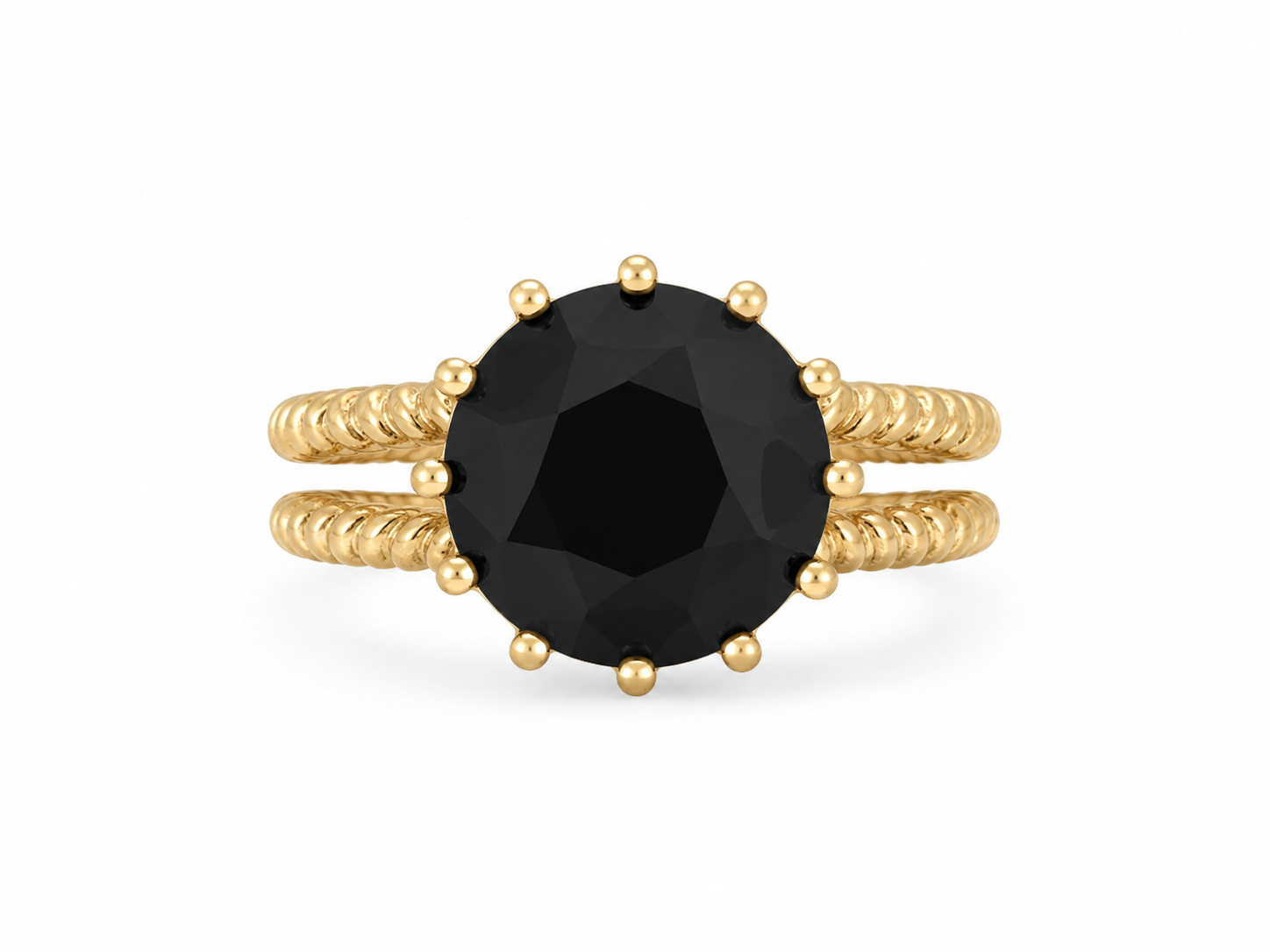10KT Yellow Gold 4.00 STW Black Onyx Ring [A4B7 - K1T]
