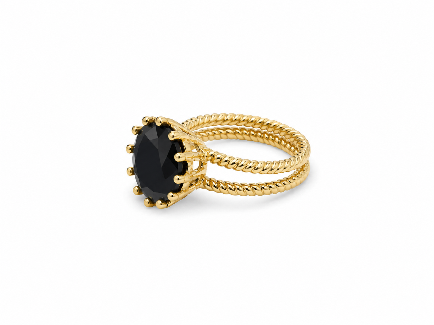 10KT Yellow Gold 4.00 STW Black Onyx Ring [A4B7 - K1T]