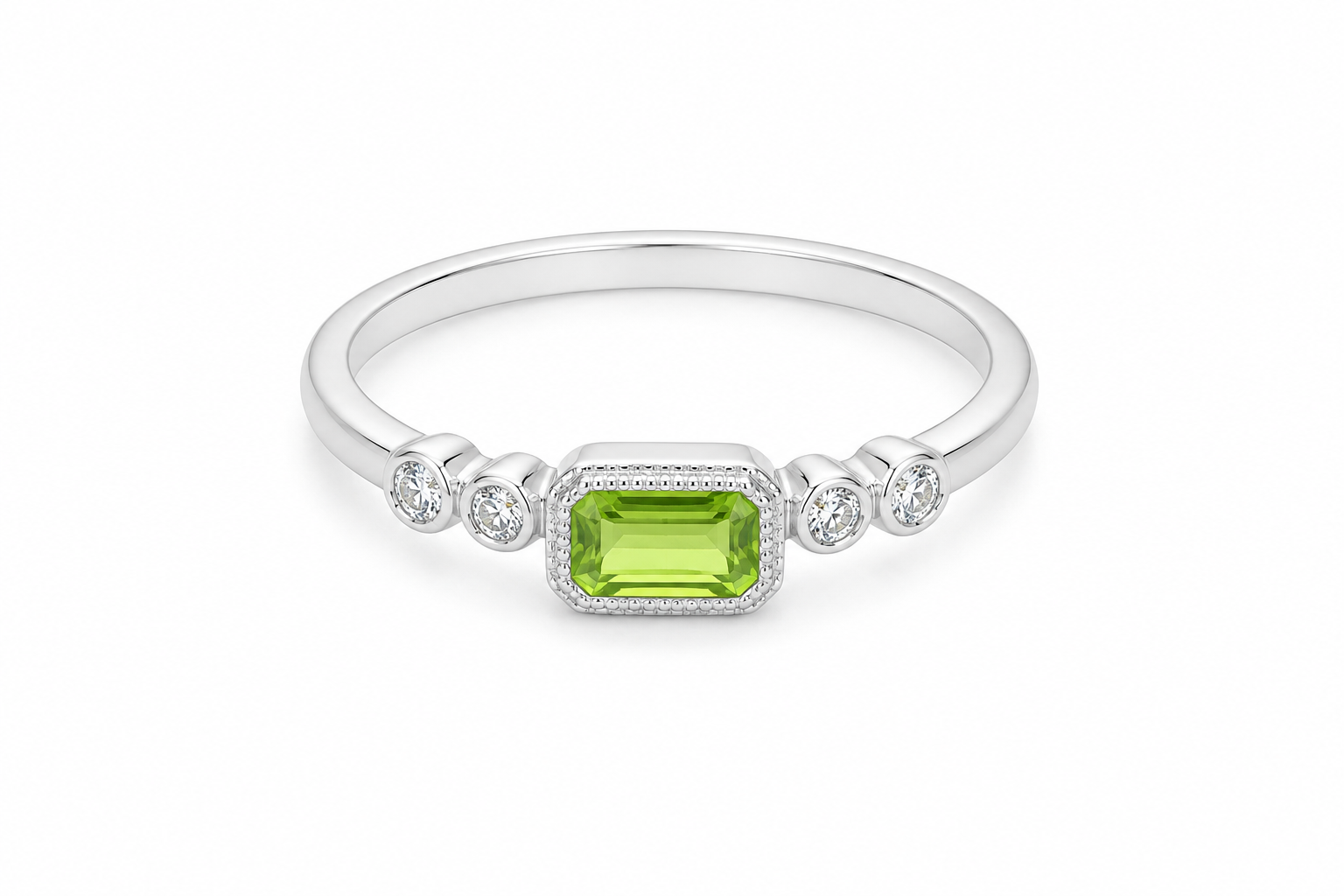 14KT White Gold 0.12 CTW 0.62 STW Peridot Diamond Ring [K1T]