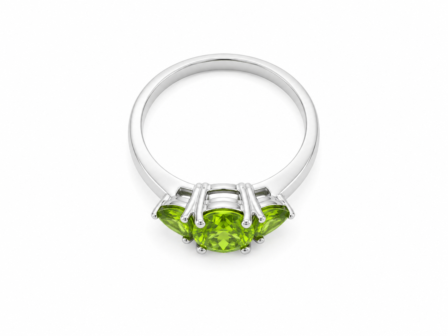 925 Sterling Silver 1.45 STW Peridot Ring [K1H50]