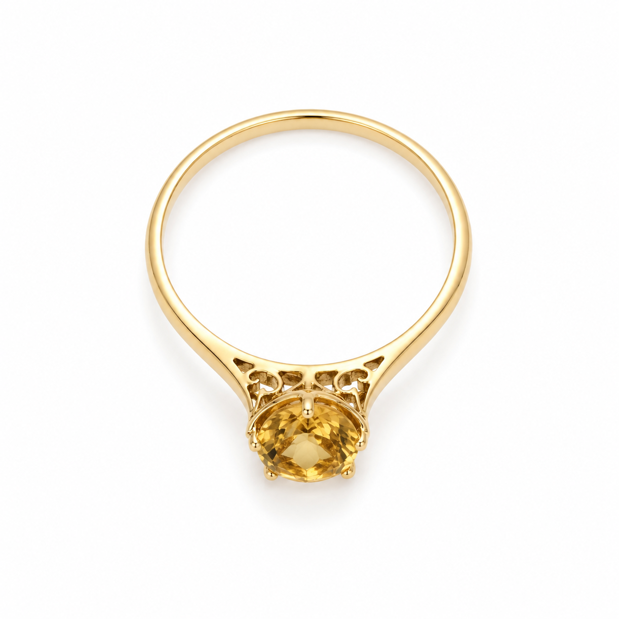 10KT Yellow Gold 0.75 STW Citrine Ring [K4H]