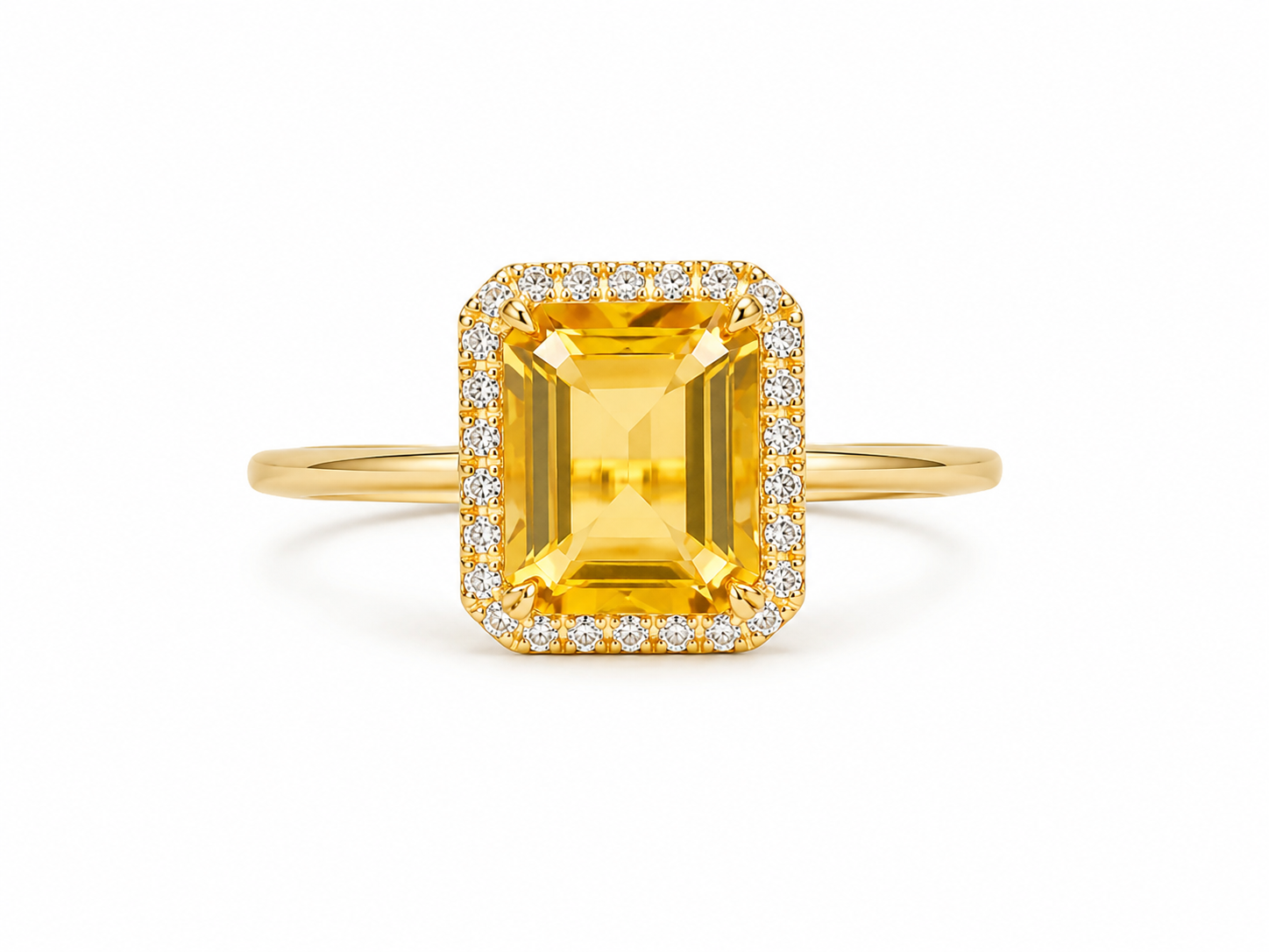 14KT Yellow Gold 0.25 CTW 2.00 STW Citrine Diamond Ring [K15H]