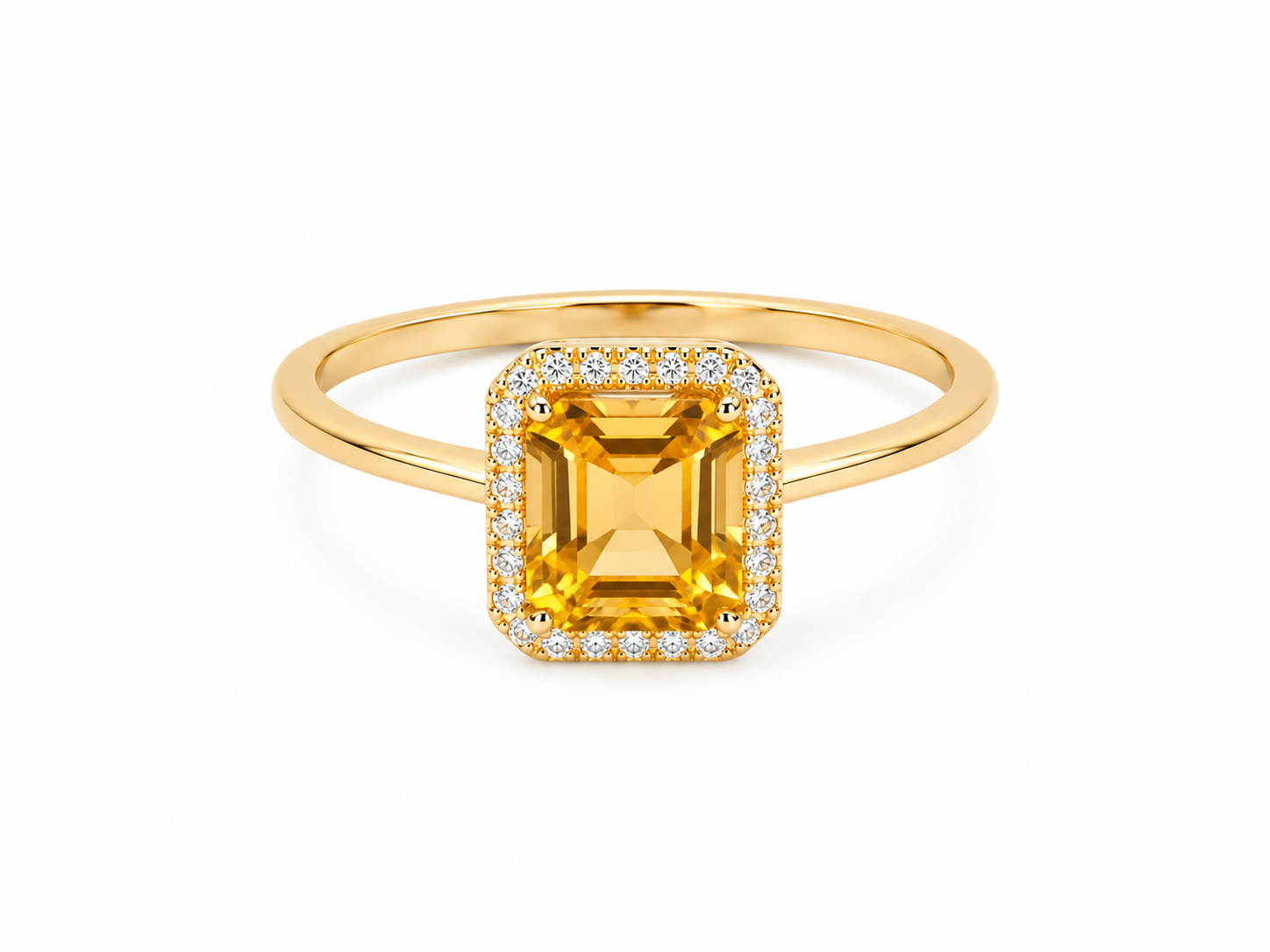 14KT Yellow Gold 0.25 CTW 2.00 STW Citrine Diamond Ring [K15H]