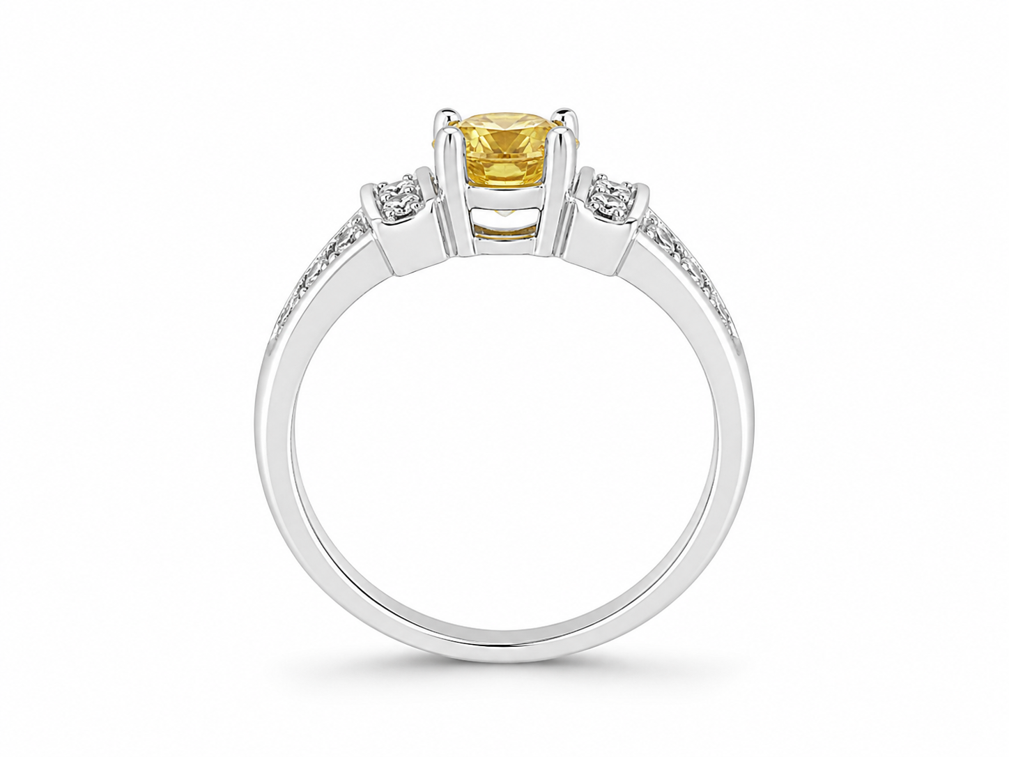 14KT White Gold 0.20 CTW 0.75 CTW Citrine Diamond Ring [K14H]