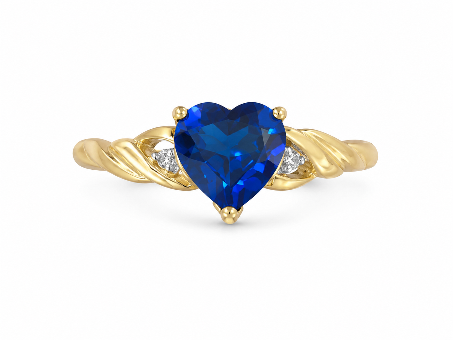 10KT Yellow Gold 0.02 CTW 2.25 STW Sapphire Diamond Ring [K5H]