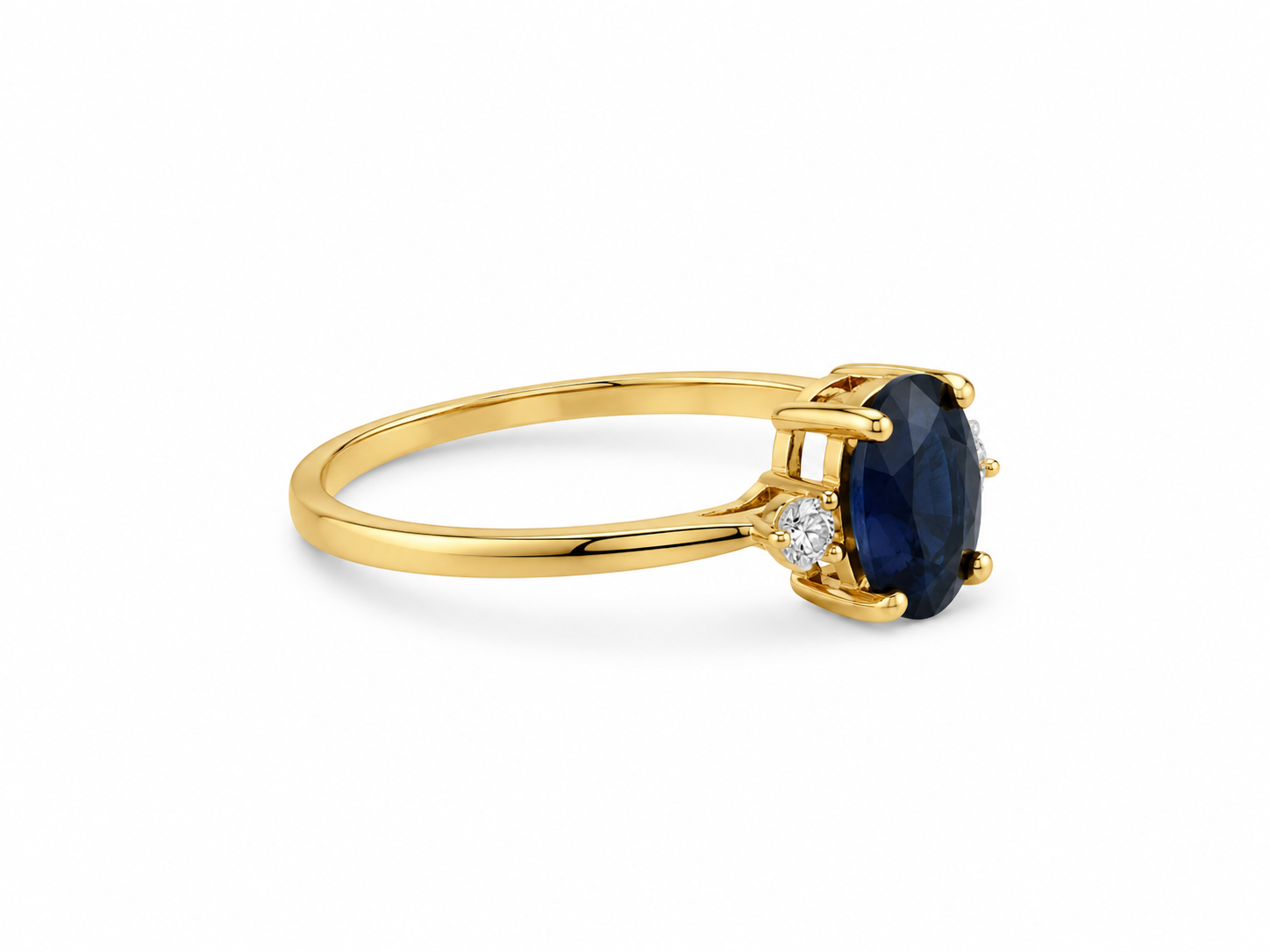 14KT Yellow Gold 0.04 CTW 0.50 STW Sapphire Diamond Ring [K6H]