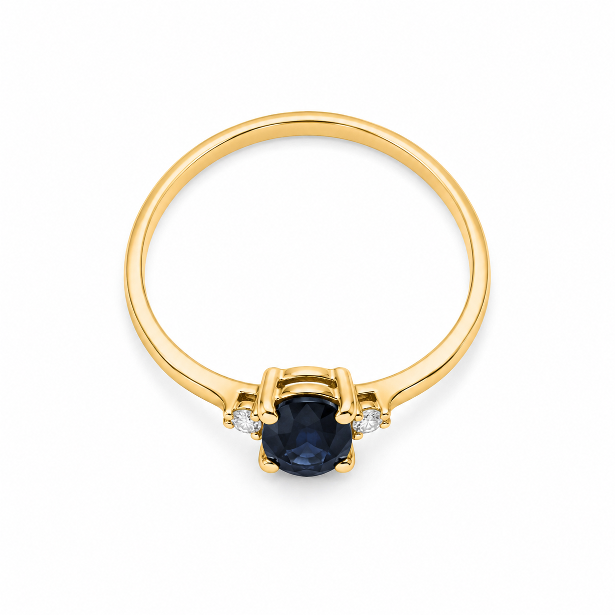14KT Yellow Gold 0.04 CTW 0.50 STW Sapphire Diamond Ring [K6H]