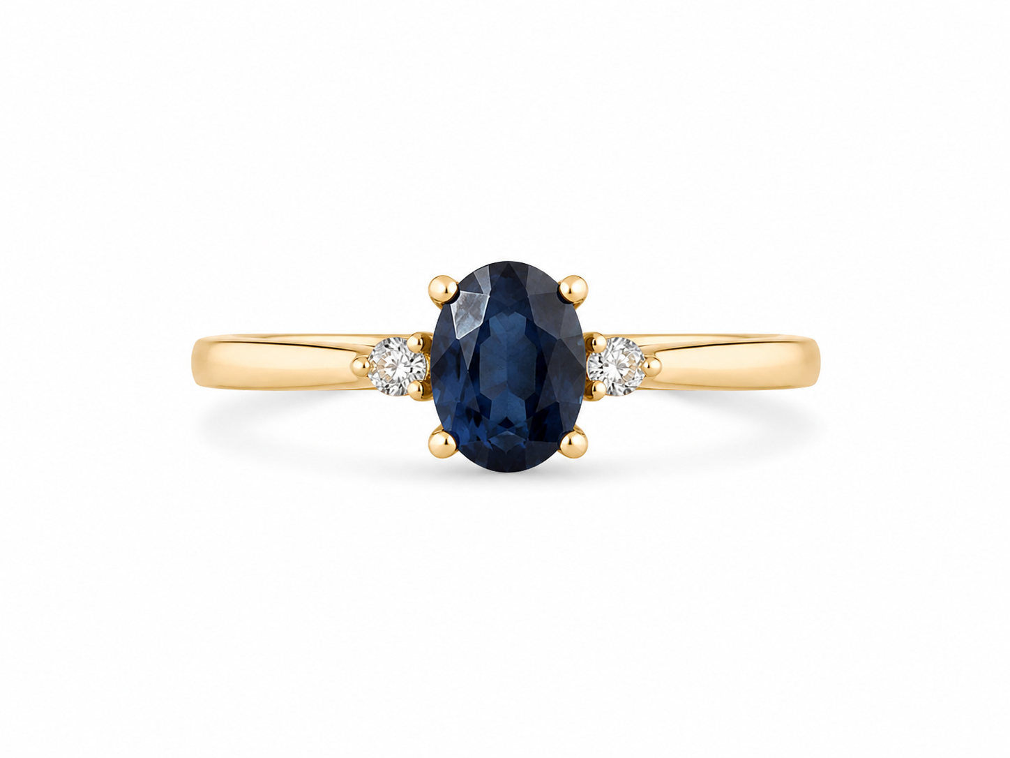 14KT Yellow Gold 0.04 CTW 0.50 STW Sapphire Diamond Ring [K6H]