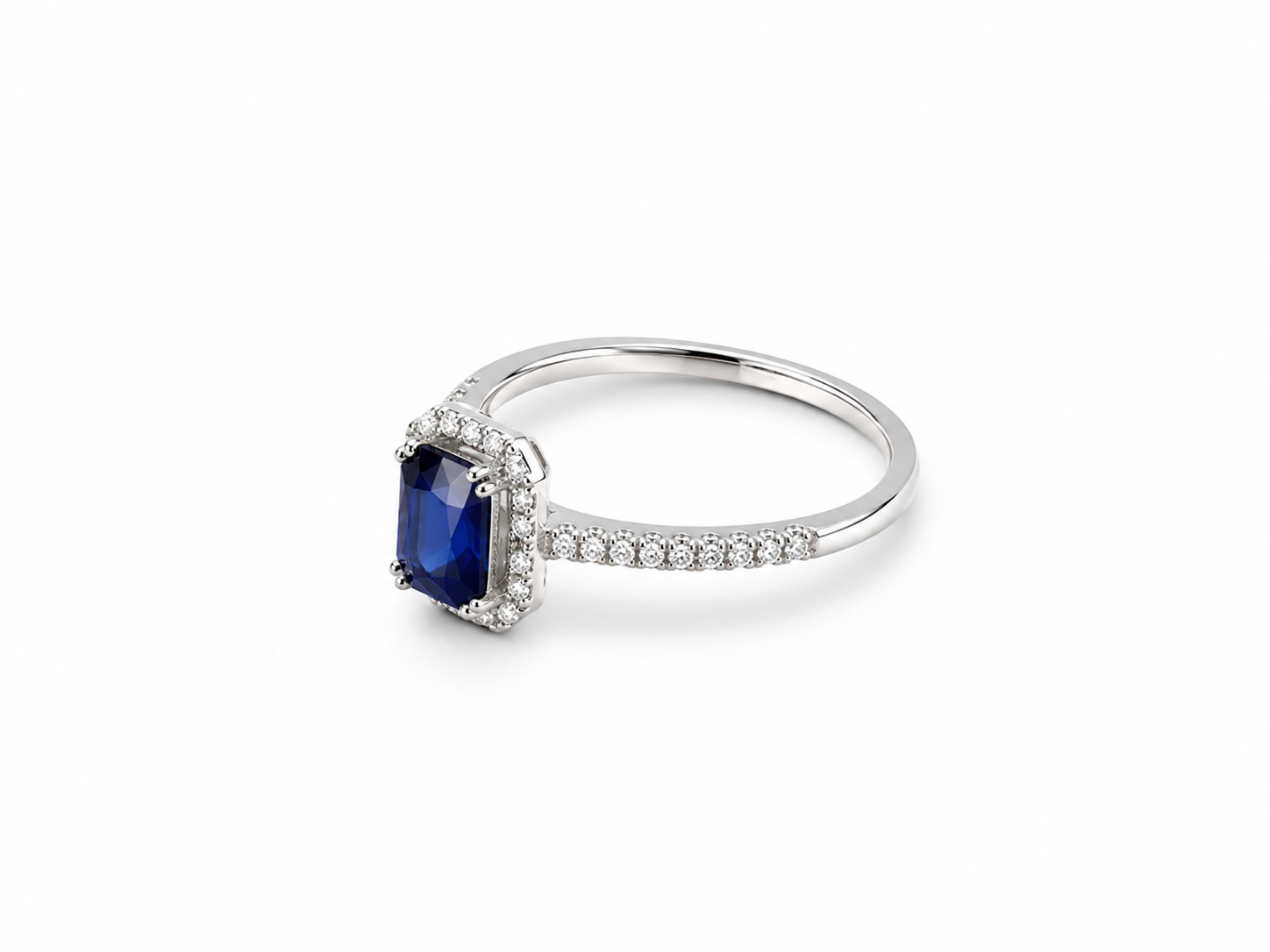 10KT White Gold 0.25 CTW 0.50 STW Sapphire Diamond Ring [K15H]