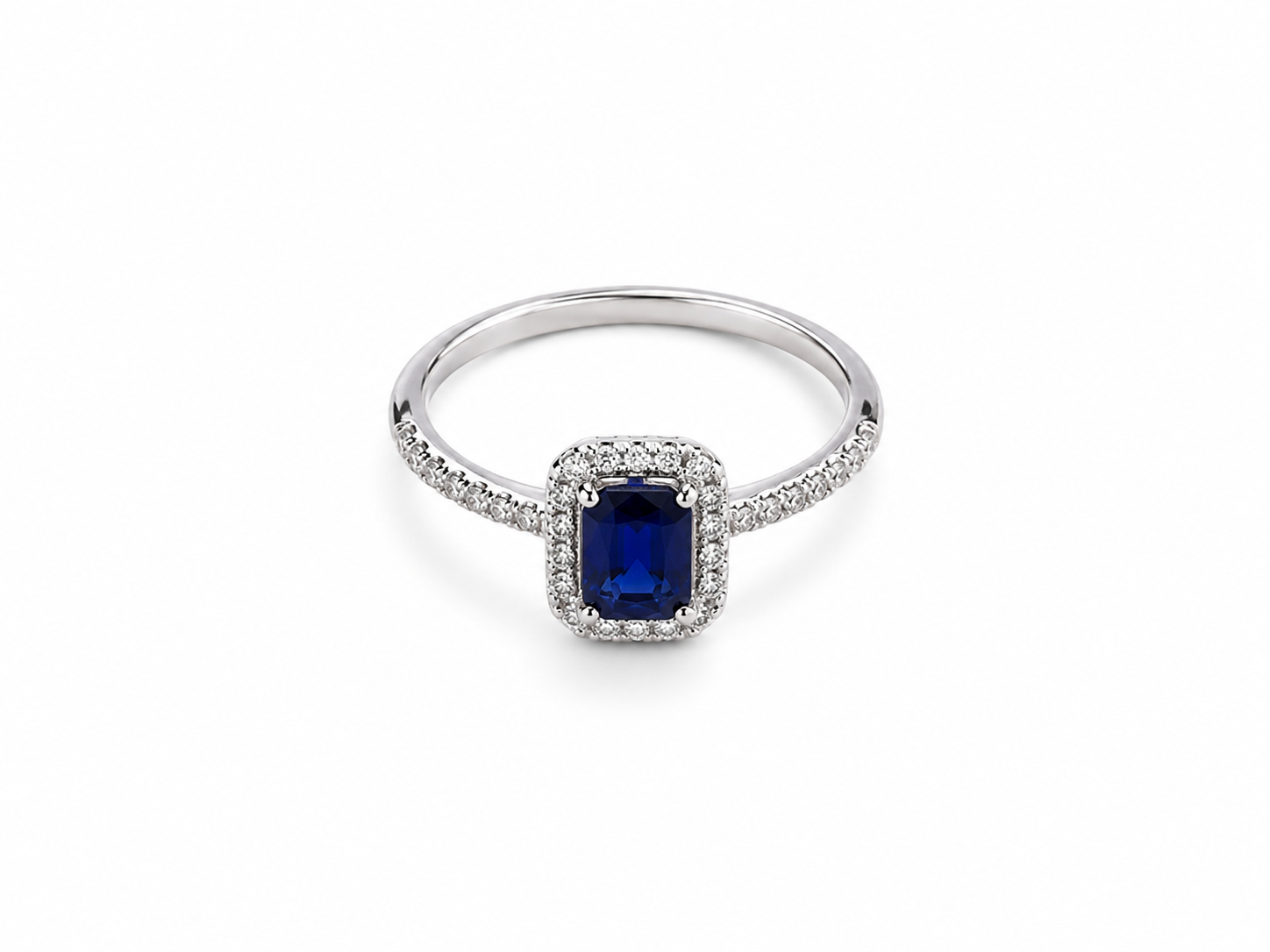 10KT White Gold 0.25 CTW 0.50 STW Sapphire Diamond Ring [K15H]