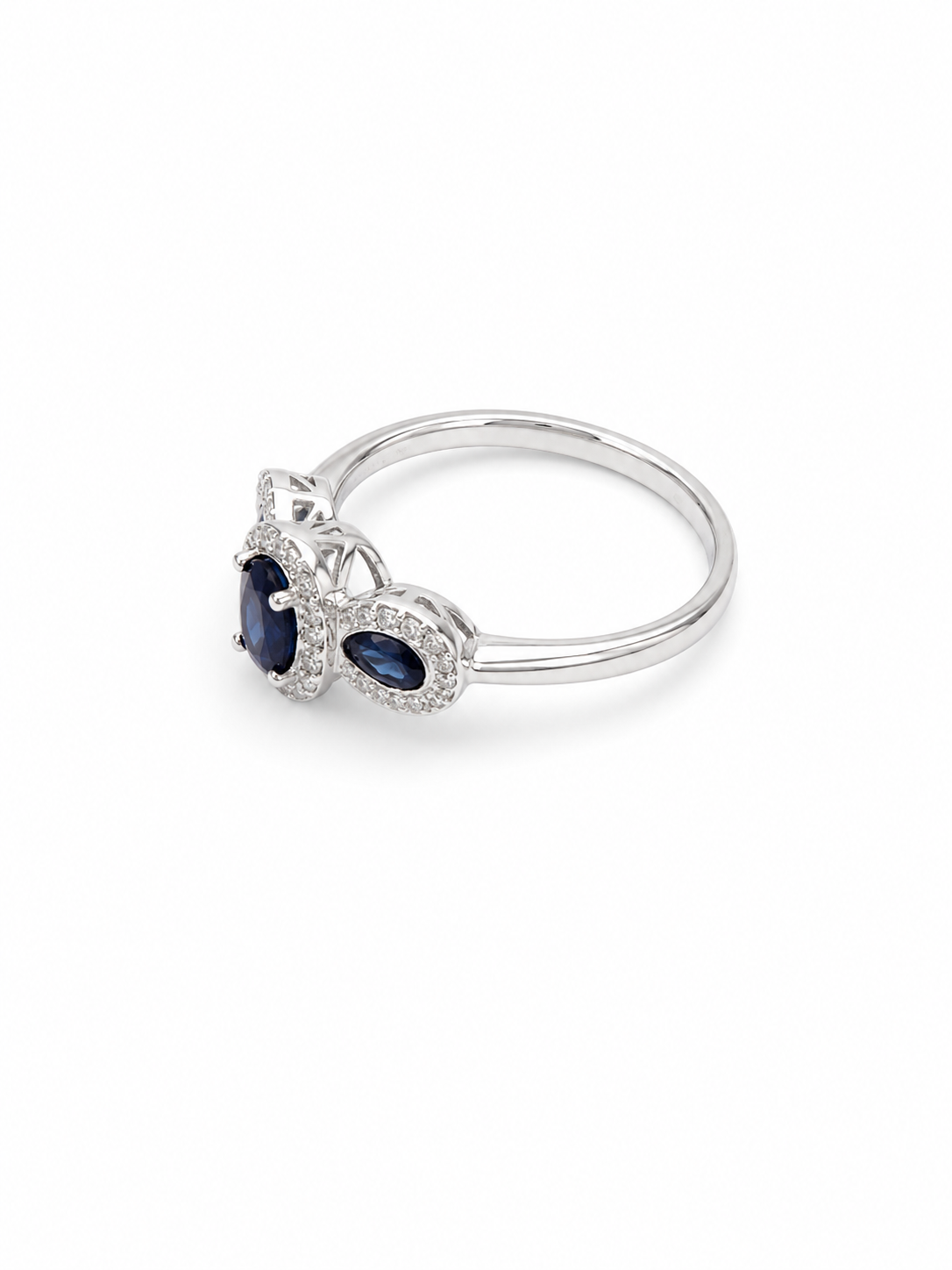18KT White Gold 0.24 CTW 1.15 STW Sapphire Diamond Ring [K36H]
