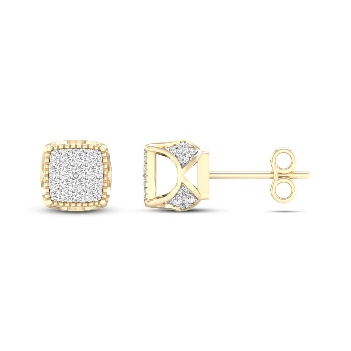 10K Yellow Gold Elegant 0.15Ct Diamond Earring