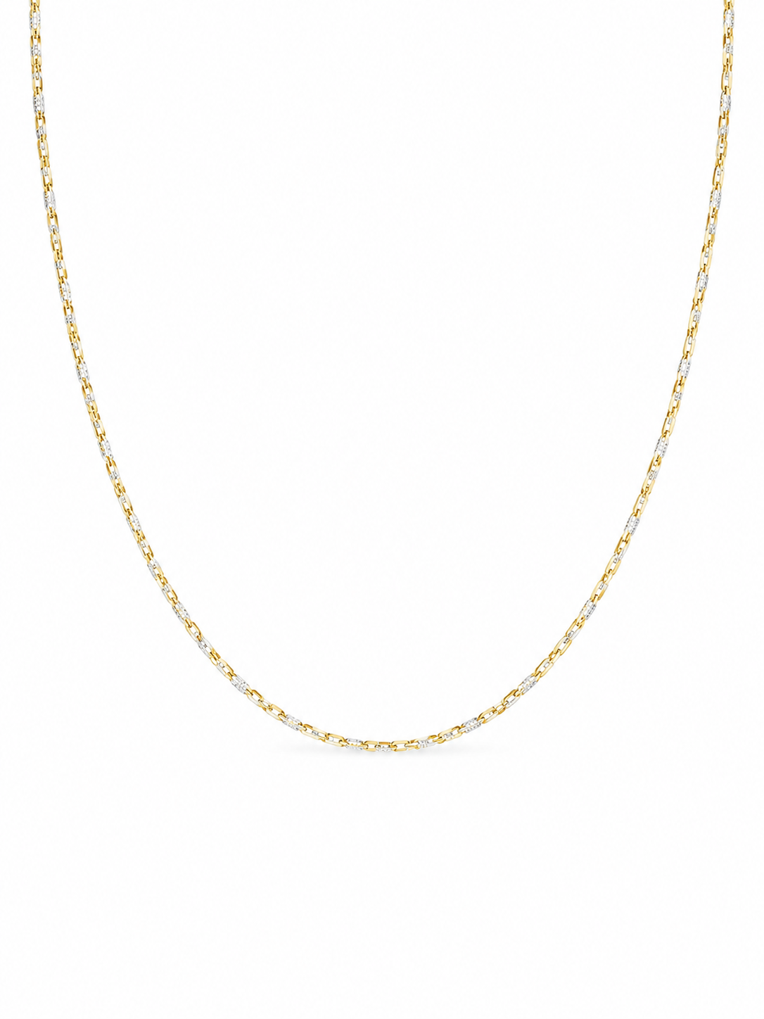 14KT Solid Two-Tone Gold 1 MM Tazo Link Chain