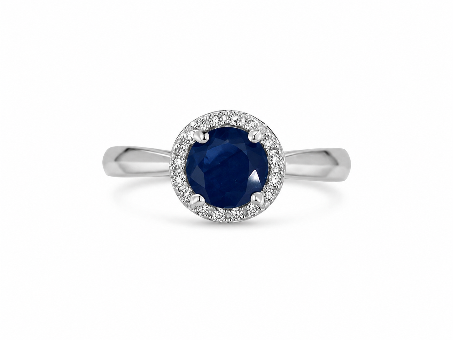 14KT White Gold 0.25 CTW 1.15 STW Sapphire Diamond Ring [K28H]