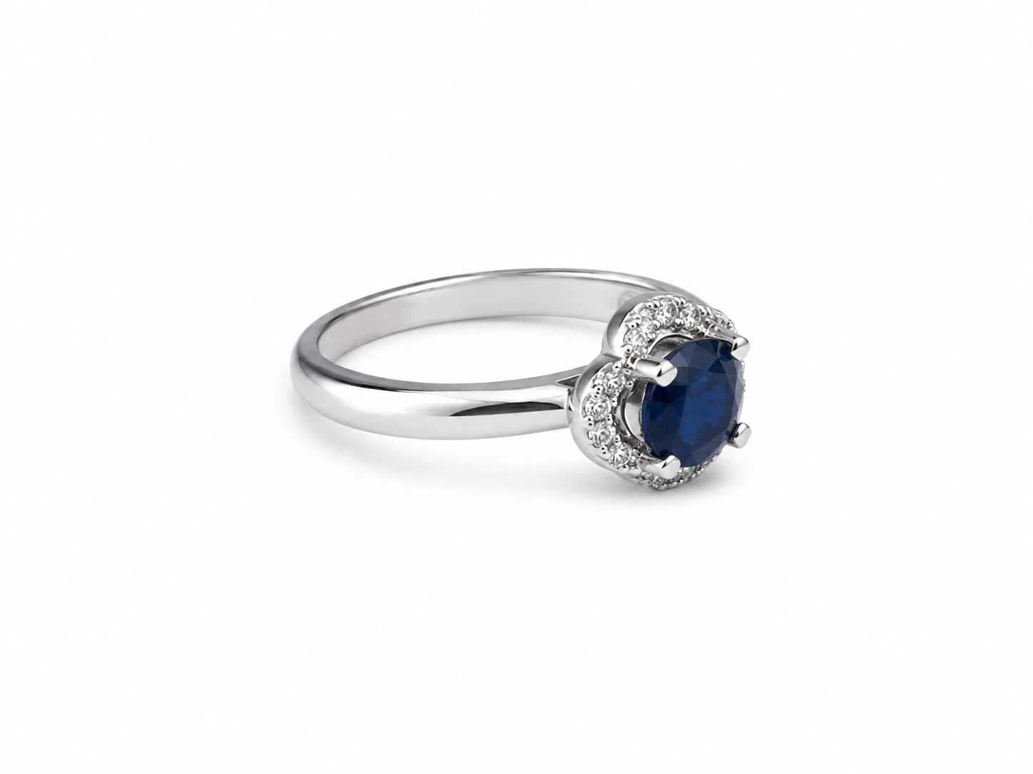14KT White Gold 0.25 CTW 1.15 STW Sapphire Diamond Ring [K28H]