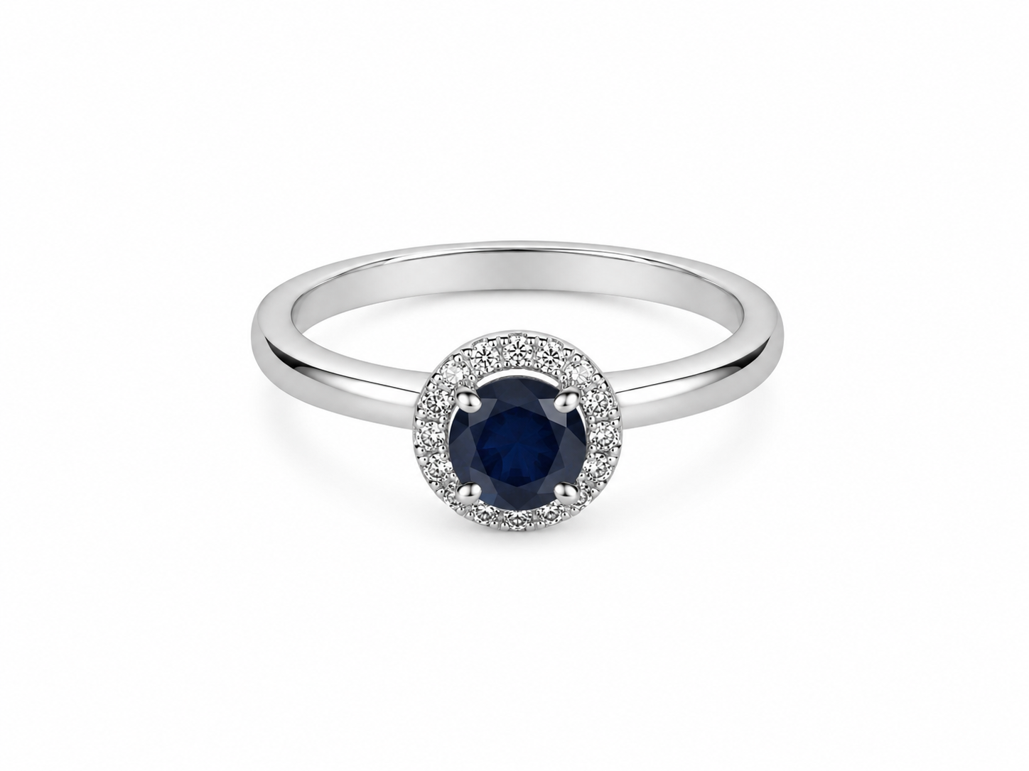 14KT White Gold 0.25 CTW 1.15 STW Sapphire Diamond Ring [K28H]