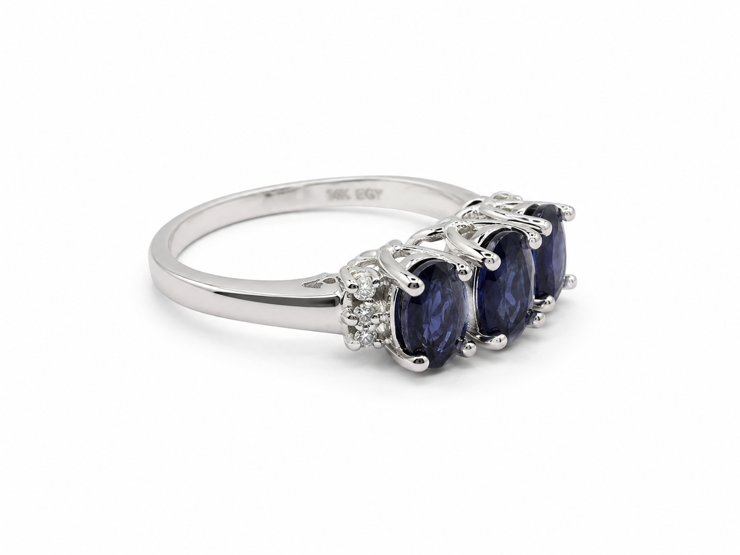 14KT White Gold 0.15 CTW 1.50 STW Sapphire Diamond Ring [K12H]