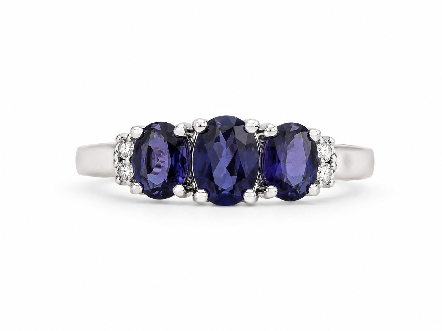 14KT White Gold 0.15 CTW 1.50 STW Sapphire Diamond Ring [K12H]