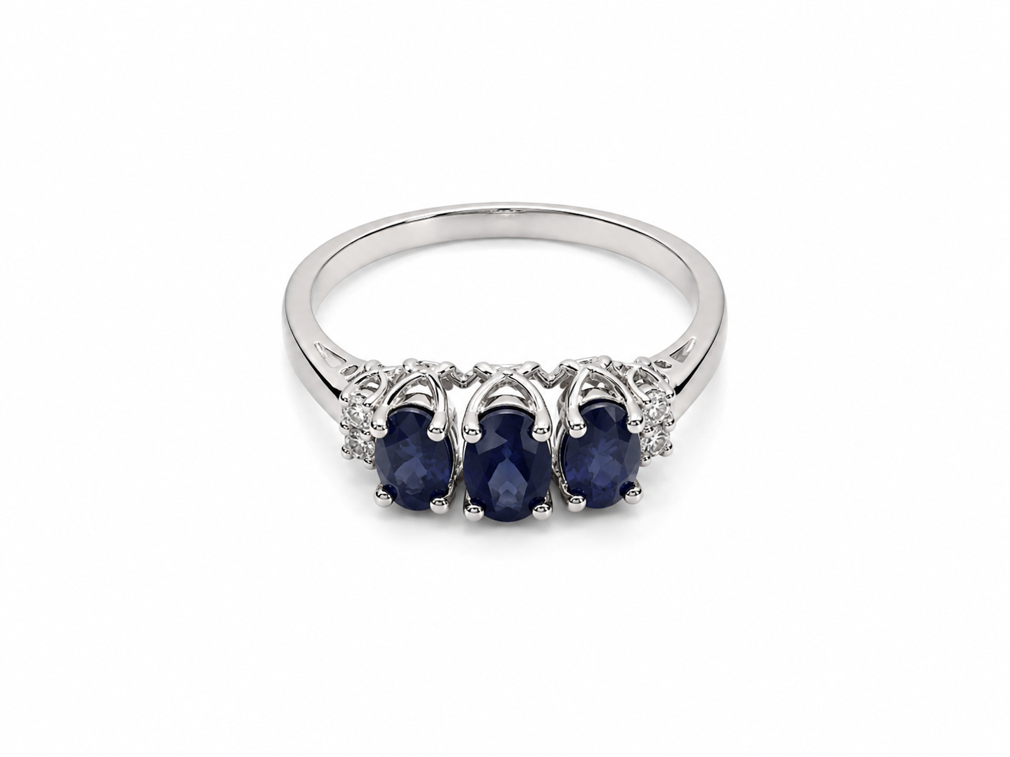 14KT White Gold 0.15 CTW 1.50 STW Sapphire Diamond Ring [K12H]