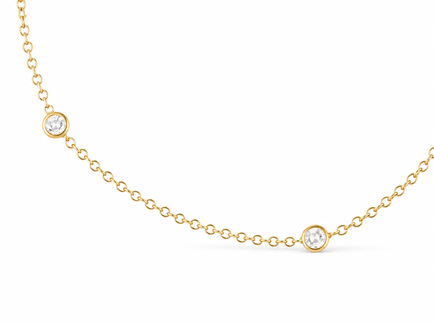 14KT Solid Yellow Gold 0.5 MM Station Necklace