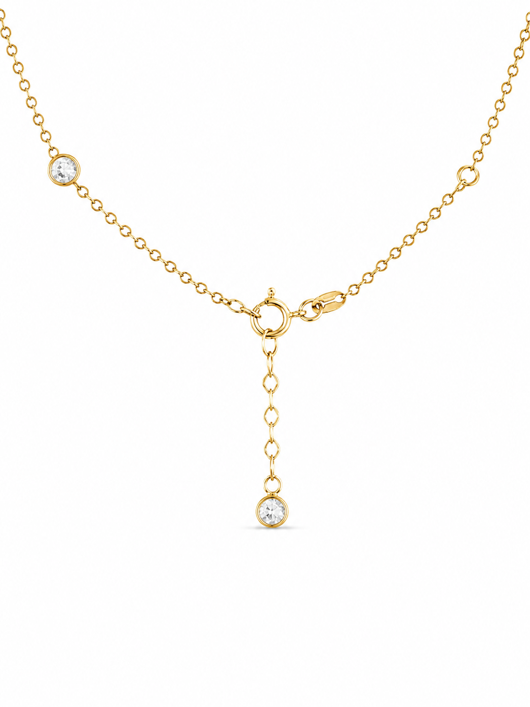 14KT Solid Yellow Gold 0.5 MM Station Necklace