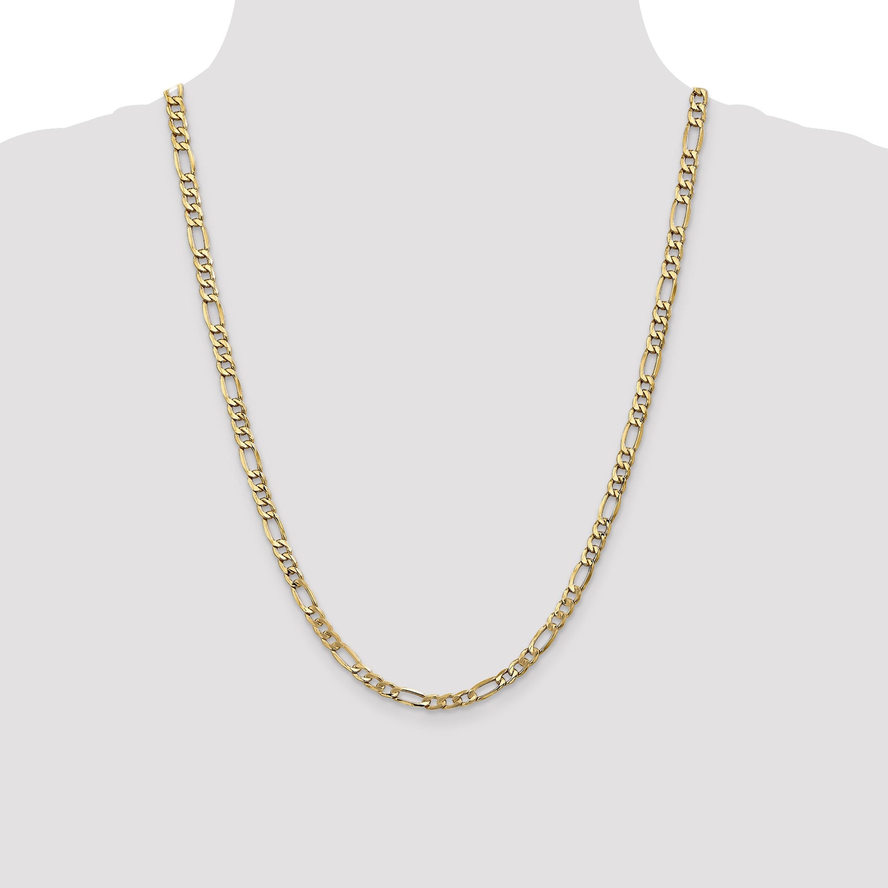 10KT Hollow Yellow Gold 9 MM Figaro Link Chain