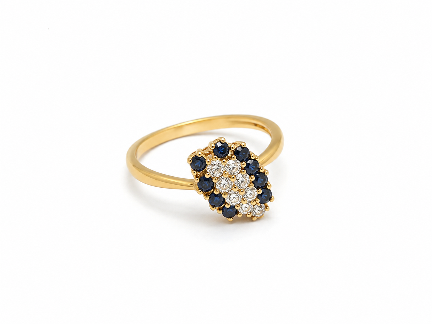 10KT Yellow Gold 0.05 CTW 0.50 STW Sapphire Diamond Ring [K14H]