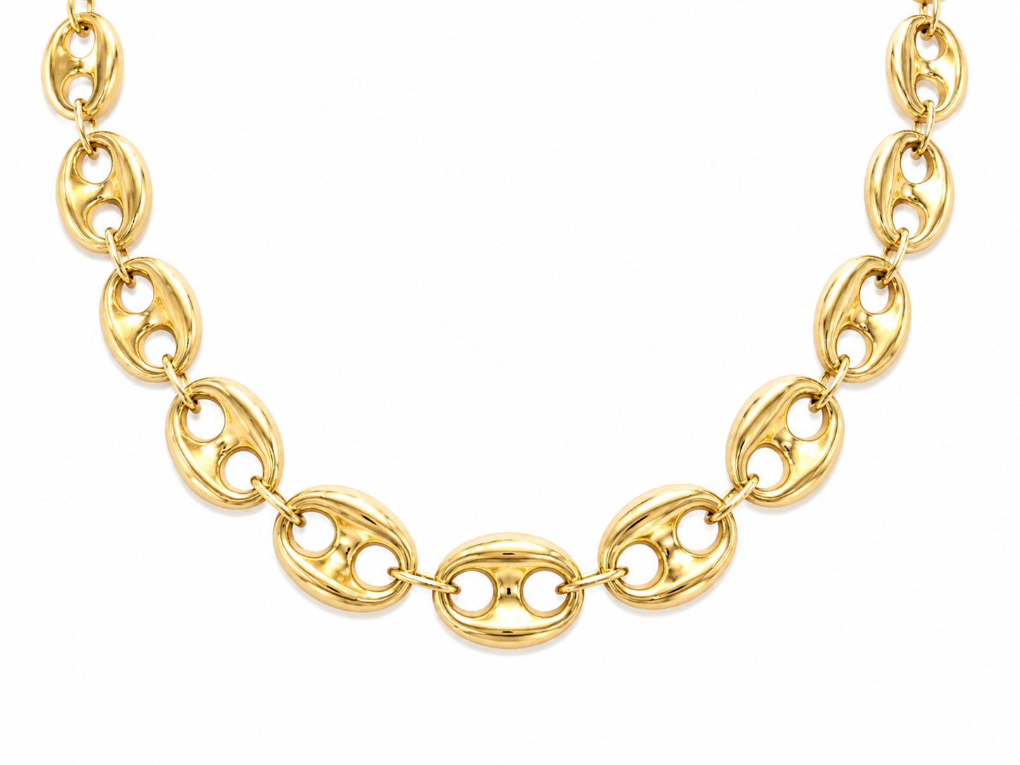 14KT Hollow Yellow Gold 16 MM Puff Gucci Link Chain
