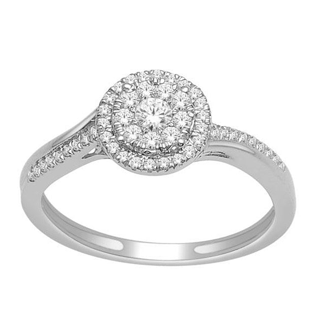 10K White White Gold Ladies Diamond With 0.33Ct Round Diamonds