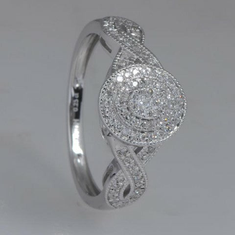 10K White White Gold Ladies Diamond With 0.25Ct Round Diamonds