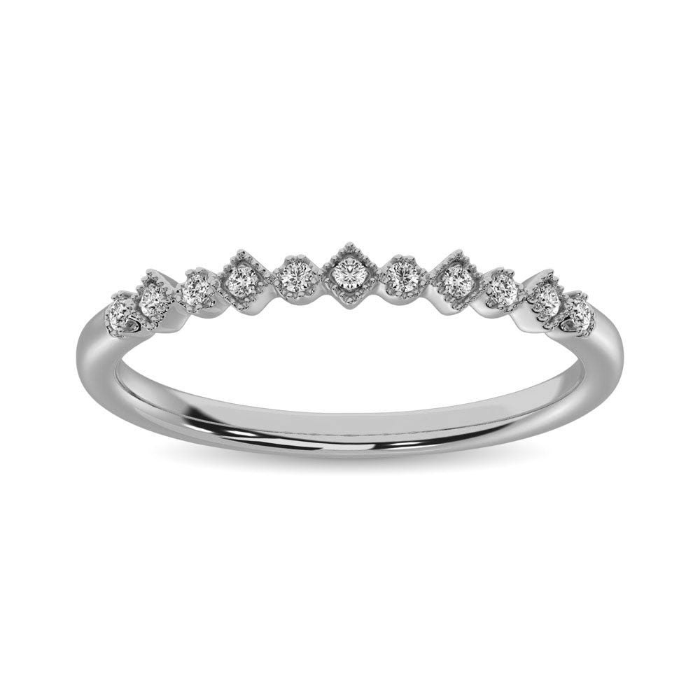 14K White Gold 1/20 Ctw Diamond Stackable Band