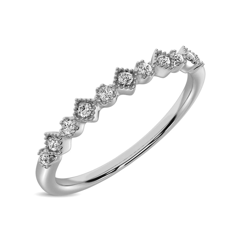 14K White Gold 1/20 Ctw Diamond Stackable Band