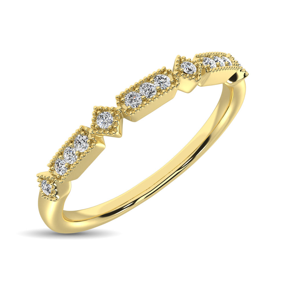 14K Yellow Gold 1/20 Ct.Tw.Diamond Stackable Band
