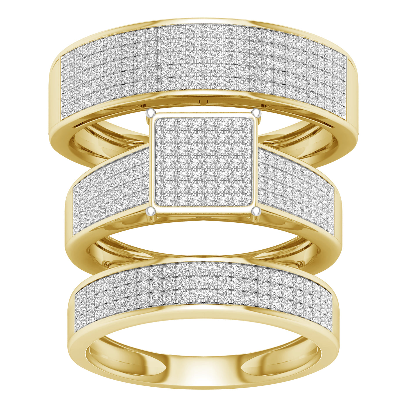 10K Yellow Gold Dazzling 1.00Ct Diamond Trio Set