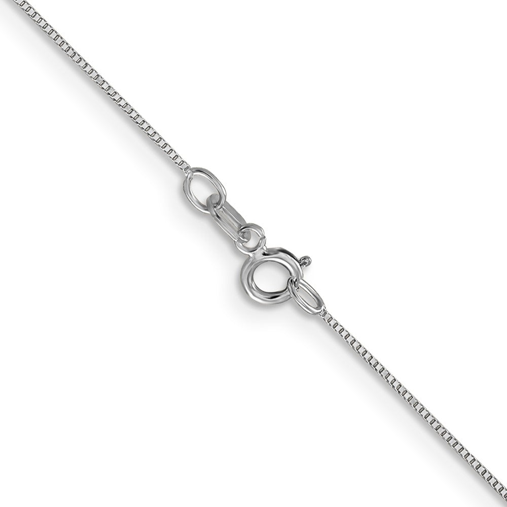 14K White Gold 16 Inch Carded .5Mm Box Link With Spring Ring Clasp Chain