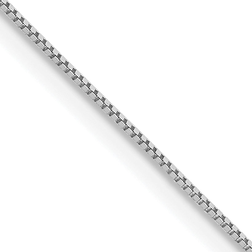 14K White Gold 18 inch Carded .5mm Box Link with Spring Ring Clasp Chain