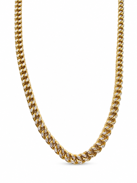 10KT Semi-Solid Two-Tone Gold 5.5 MM Diamond Cut Franco Link Chain