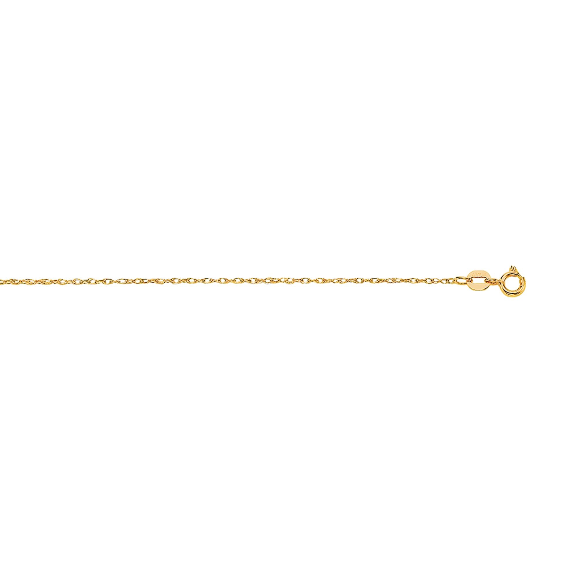 14K Yellow Gold .85mm Machine Rope 20" Chain (Carded) with Spring Ring Lock