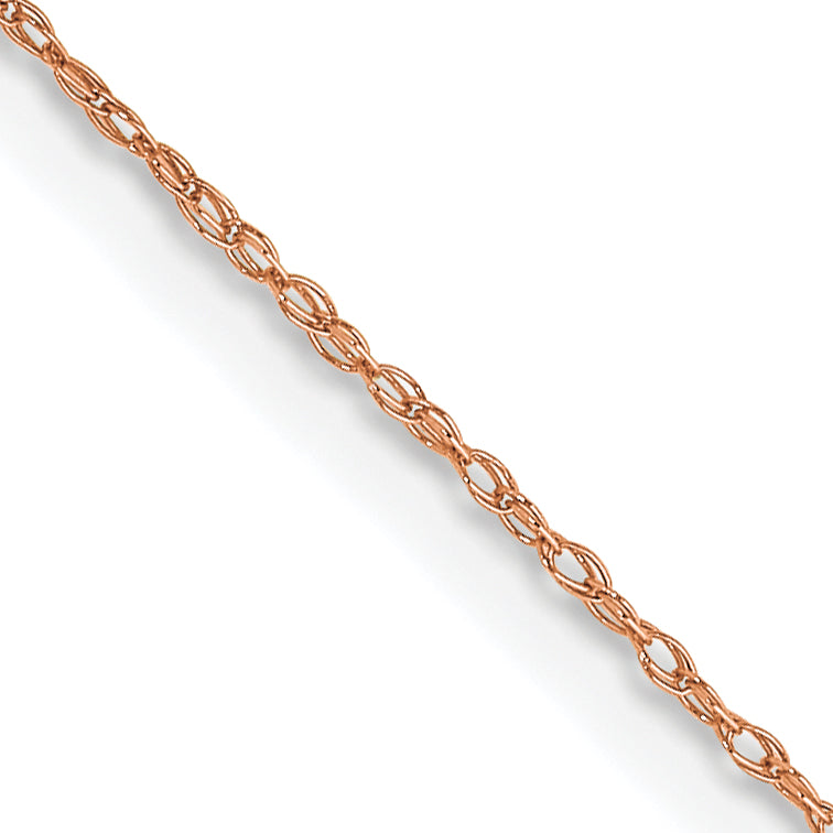 14K Rose Gold 16 inch Carded .5mm Cable Rope with Spring Ring Clasp Chain