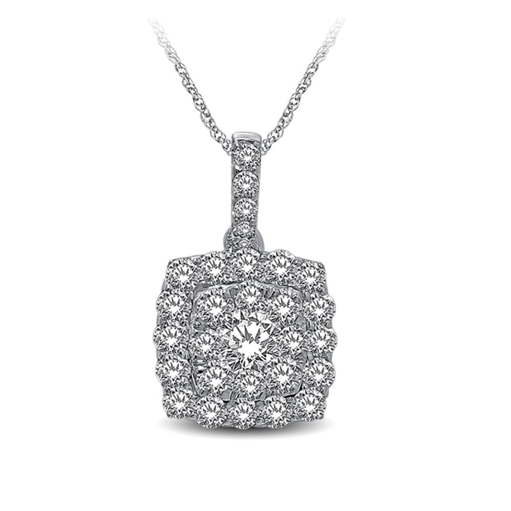14K White Gold 1 1/2 Ctw Diamond Fashion Pendant