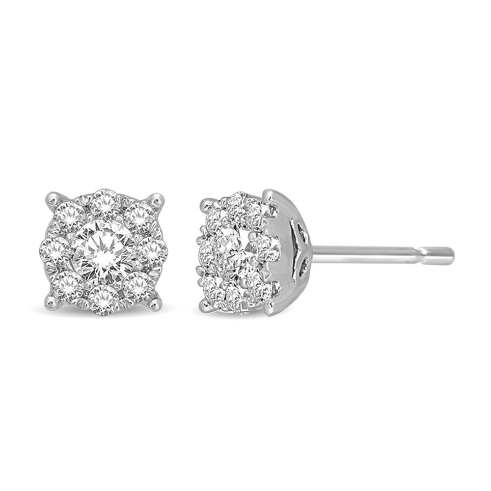 14K White Gold 1 1/2 Ctw Diamond Drop Earrings