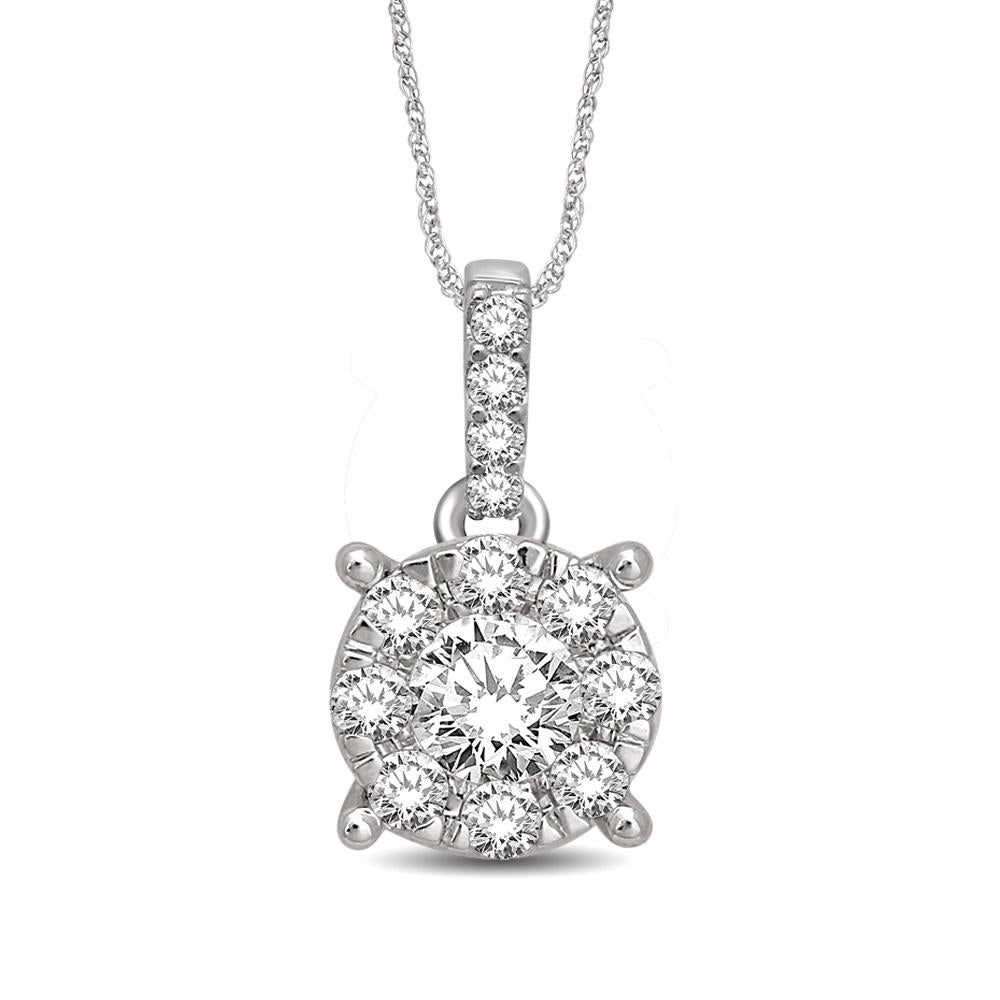 14K White Gold 1 1/2 Ctw Diamond Fashion Pendant
