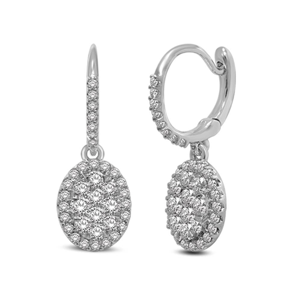 14K White Gold 2 Ctw Diamond Drop Earrings