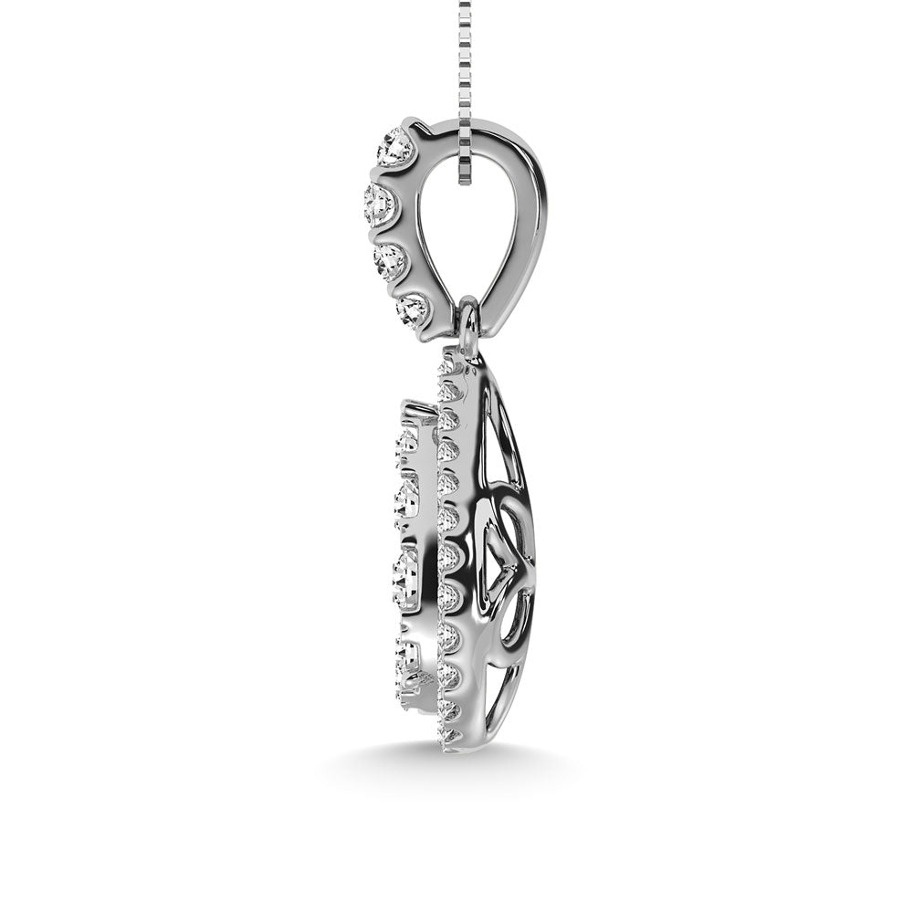 14K White Gold 1 1/5 Ctw Diamond Fashion Pendant
